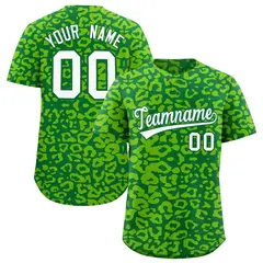 Kelly Green Neon Green Leopard Print Baseball Jersey 1