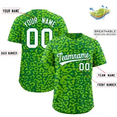 Kelly Green Neon Green Leopard Print Baseball Jersey 2
