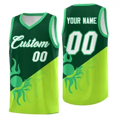 Kelly Green Neon Green Radiant Sun Two Tone Basketball Jersey 1