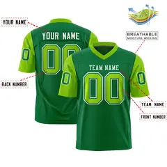 Kelly Green Neon Green Raglan Sleeves Football Jersey 2