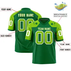 Kelly Green Neon Green Shoulder Star Pattern Flag Football Jersey 2