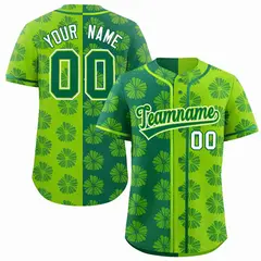 Kelly Green Neon Green Split Flower Graffiti Baseball Jersey 1