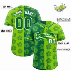 Kelly Green Neon Green Split Flower Graffiti Baseball Jersey 2