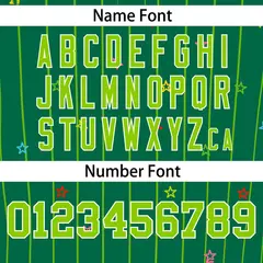 Kelly Green Neon Green Star Pattern Stripe Baseball Jersey 4