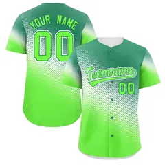 Kelly Green Neon Green Tiny Spot Gradient Baseball Jersey