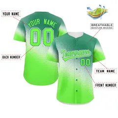 Kelly Green Neon Green Tiny Spot Gradient Baseball Jersey 2