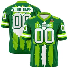 Kelly Green Neon Green White Graffiti Pattern Flag Football Jersey
