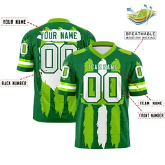 Kelly Green Neon Green White Graffiti Pattern Flag Football Jersey 2