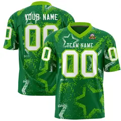Kelly Green Neon Green-White Star Graffiti Football Jersey 1