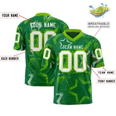 Kelly Green Neon Green-White Star Graffiti Football Jersey 2