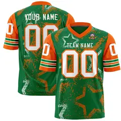Kelly Green Neon Green White Star Pattern Football Jersey 1