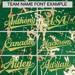 Kelly Green Old Gold Black Shiny Gold Cracked Foil Hip Hop Baseball Jersey 4