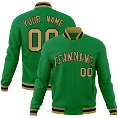 Kelly Green Old Gold-Black Varsity Full-Snap Letterman Jacket 1