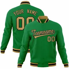 Kelly Green Old Gold-Black Varsity Full-Snap Letterman Jacket 1