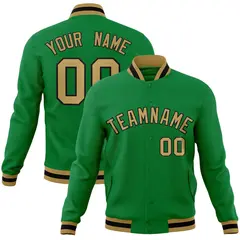 Kelly Green Old Gold-Black Varsity Full-Snap Letterman Jacket 1