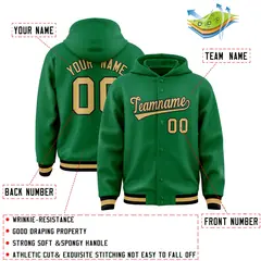 Kelly Green Old Gold-Black Varsity Letterman Hoodie Jacket 4