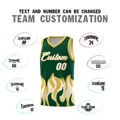 Kelly Green Old Gold Flame Hem Fashion Basketball Jersey 4