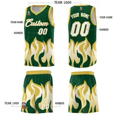 Kelly Green Old Gold Flame Hem Fashion Basketball Jersey 5