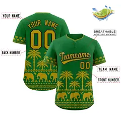 Kelly Green Old Gold Graffiti Pattern Bossinia Baseball Jersey 2