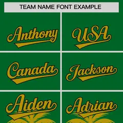 Kelly Green Old Gold Graffiti Pattern Bossinia Baseball Jersey 3