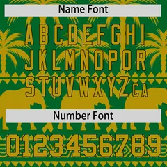 Kelly Green Old Gold Graffiti Pattern Bossinia Baseball Jersey 4