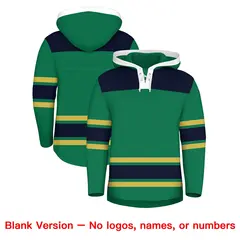 Kelly Green Old Gold Lace-Up Neck Raglan Hockey Hoodie Jersey 7