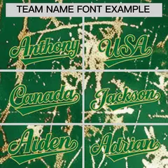 Kelly Green Old Gold Shiny Gold Cracked Baseball Jersey 4