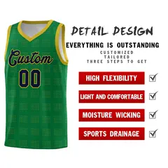 Kelly Green Old Gold Trailblazer Dot Pattern Basketball Jersey 2