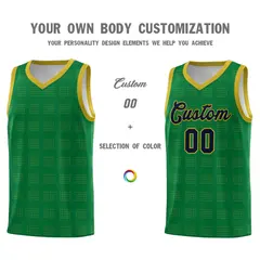 Kelly Green Old Gold Trailblazer Dot Pattern Basketball Jersey 3