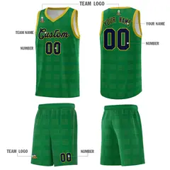Kelly Green Old Gold Trailblazer Dot Pattern Basketball Jersey 5