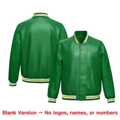 Kelly Green Old Gold Varsity Full-Snap Faux Leather Letterman Jacket 6