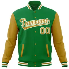 Kelly Green Old Gold Varsity Full-Snap Raglan Letterman Jacket 5