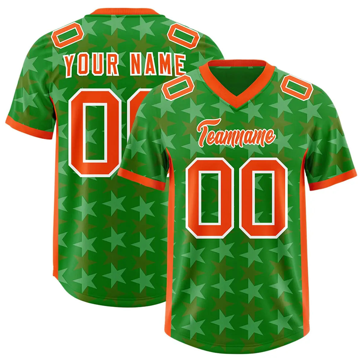 Kelly Green Orange All Star Graffiti Pattern Football Jersey
