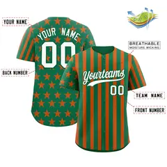 Kelly Green Orange American Flag Graffiti Baseball Jersey 2