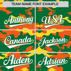 Kelly Green Orange and Gold Camo Sleeveless Baseball Jersey 3