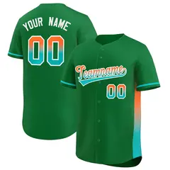 Kelly Green Orange-Aqua Gradient Side Baseball Jersey 1