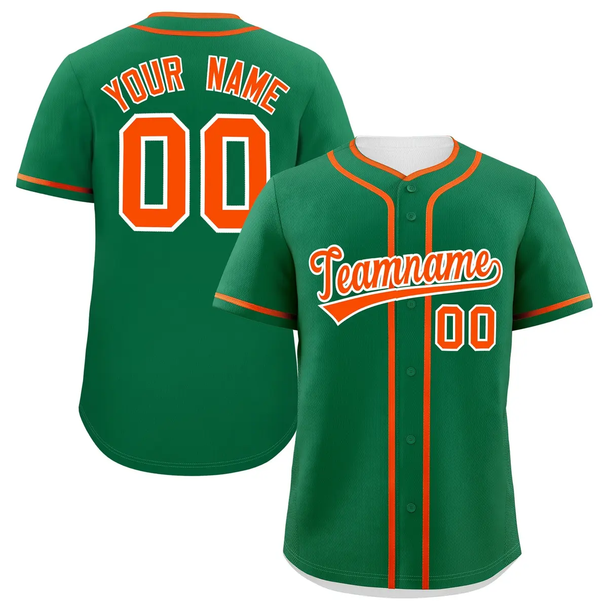 Kelly Green Orange Classic Authentic Baseball Jersey