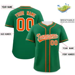 Kelly Green Orange Classic Authentic Baseball Jersey 2