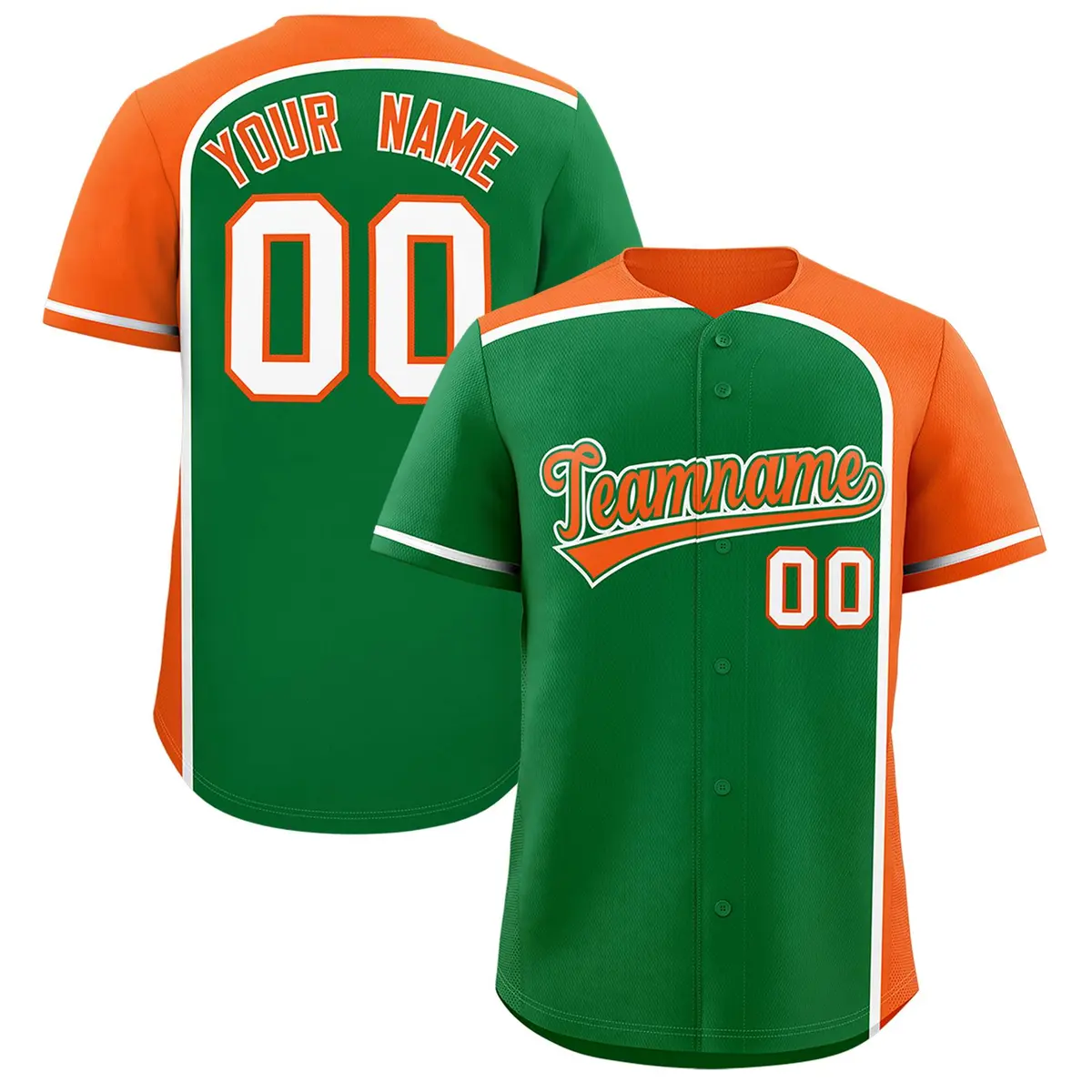 Kelly Green Orange Color Block Authentic Baseball Jersey