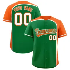 Kelly Green Orange Color Block Authentic Baseball Jersey 1