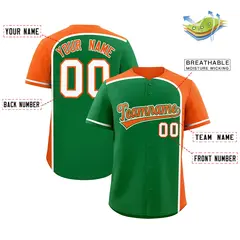 Kelly Green Orange Color Block Authentic Baseball Jersey 2