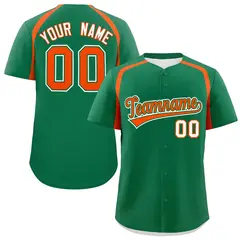 Kelly Green Orange Color Block Authentic Baseball Jersey 1