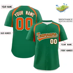 Kelly Green Orange Color Block Authentic Baseball Jersey 2