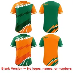 Kelly Green Orange Dark Green Reversible Baseball Jersey Lightning & Graffiti Pattern 8