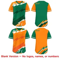 Kelly Green Orange Dark Green Reversible Baseball Jersey Lightning & Graffiti Pullover V-Neck 8