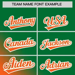 Kelly Green Orange Diagonal Stripe Gradient Baseball Jersey 3