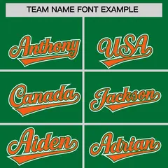 Kelly Green Orange Edge Color Block Baseball Jersey 3