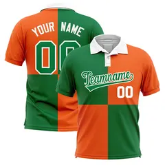 Kelly Green Orange Four Squares Performance Polo Shirt 1