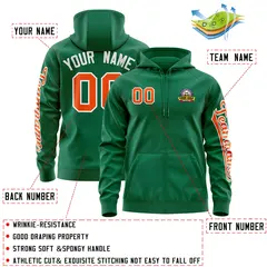 Kelly Green Orange Full-Zip Varsity Letterman Jacket Hoodie 4