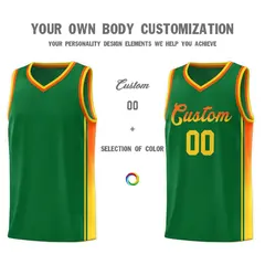 Kelly Green Orange-Gold Gradient Basketball Jersey 3